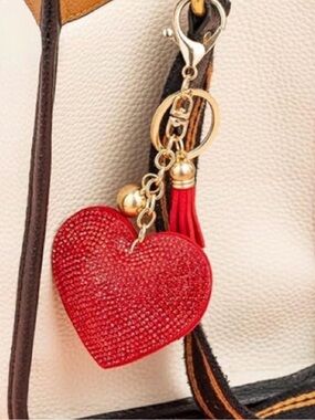 Sparkling Red Rhinestone Heart Bag Charm/Keychain by Natasha NEW